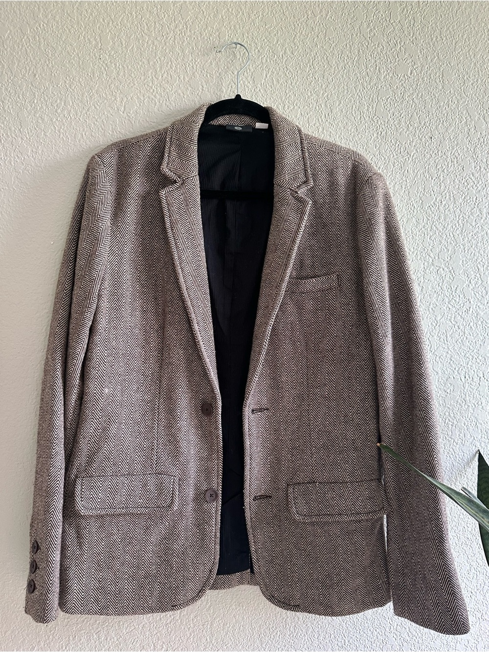 BDG Herringbone Blazer in Brown and Cream